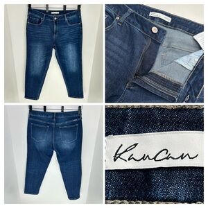 Kancan 90s Boyfriend Jeans Size 14 Stretch Denim Whiskers Comfort Office 37x29